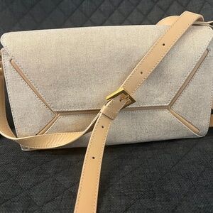 Stuart Weitzman Handbag Metallic Textured Fabric Shoulder Bag